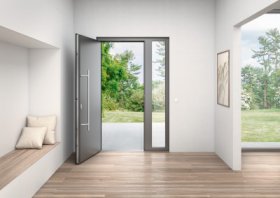 Skrytý dveřní závěs „Roto Solid C“ a omezovač otevření pro moderní hliníkové dveře